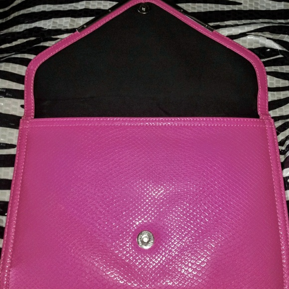 BCBGeneration Hot Pink Snake Print Clutch - Picture 2 of 8